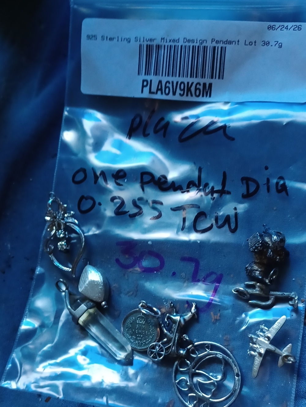 30.7 Grams 925 Silver&1 .255 TCW DIA